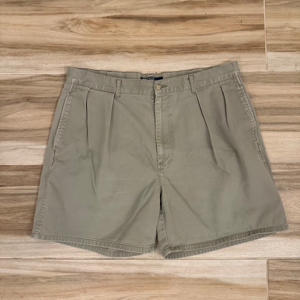 Polo Ralph Lauren Andrew Short Mens 36 Khaki Tan Pleated Chino Cotton Shorts 6"